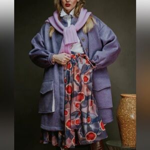 Love Binetti Floral Maxi Wrap Dress Lavender With Red‎ Floral Print Size Medium